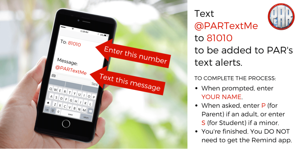 Sign up for PAR Text Alerts